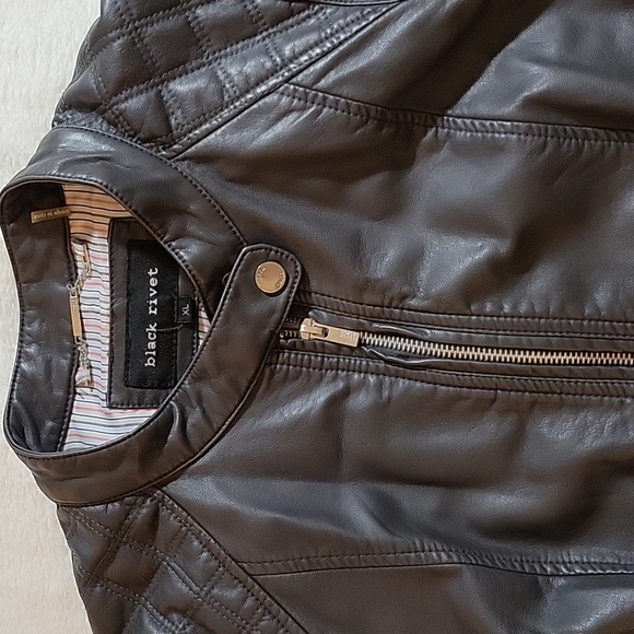 BLACK RIVET XL FAUX LEATHER JACKET - Picture 2 of 12